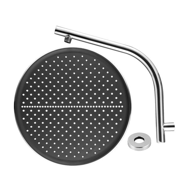 Bath 13 Inch Round Plastic Shower Head Rose Gooseneck Wall Arm Set