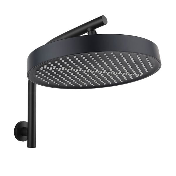 Bath 13 Inch Round Plastic Shower Head Rose Gooseneck Wall Arm Set