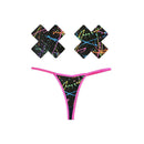 Graffiti Neon G String And X Pastie 2 Pc Set