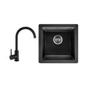 Black Sink Kitchen Tap set Gooseneck Spout