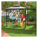 Grill Gazebo With Side Awning Outdoor Bbq With 2 Side Shelves Grey
