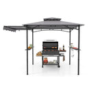 Grill Gazebo With Side Awning Outdoor Bbq With 2 Side Shelves Grey
