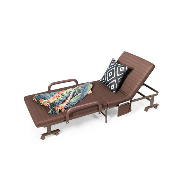 Folding Single Guest Bed With Mattress And Metal Frame