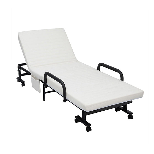 Folding Single Guest Bed With Mattress And Metal Frame