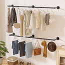 Clothes Rack Garment Rail Metal Industrial Pipe Wall Mounted 2 Pack