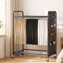 Pants Trolley Mobile Clothes Rack Clothing Stand with 30 Hangers Wheels Storage Organizer Bag
