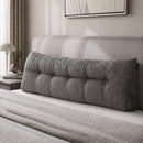 Headboard Pillow for Sitting in Bed, Upgraded Shredded Foam Reading Wedge Cushion for Lumbar Support, 320g Corduroy Backrest with Side Pockets for Dorm Daybed, Queen