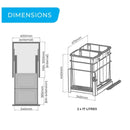 Simplex 34L Twin Slide Out Concealed Waste Bin for a 400mm Cabinet