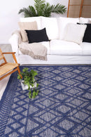Silver Lane Blue Tribal Wool Rug