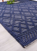Moonlit Crest Blue Tribal Wool Rug
