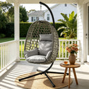 Outdoor Swing Chair with Stand Cushion Rattan Furniture Grey