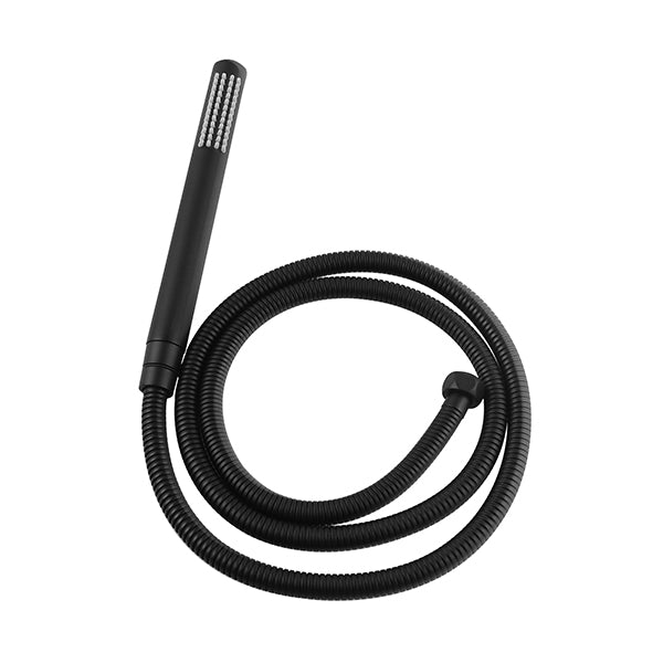 Brass Handheld Shower Head With Water Hose Stainless Steel Round Black