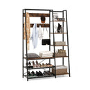 Hall Tree With Storage Bench With 9 Hooks 5 Side Shelves Brown