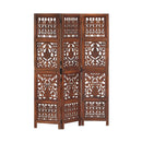 Hand Carved 3 Panel Room Divider Brown 120X165 Cm Solid Mango Wood