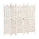 Hand Carved 5 Panel Room Divider White 200X165 Cm Solid Mango Wood