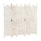 Hand Carved 5 Panel Room Divider White 200X165 Cm Solid Mango Wood