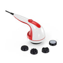 Handheld Vibration Massager Red 4 Interchangeable Heads Adjustable