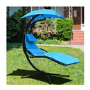 Hanging Lounger Chair With Canopy And Cushion Built In Pillow Blue