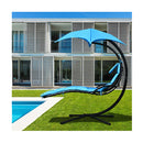 Hanging Lounger Chair With Canopy And Cushion Built In Pillow Blue