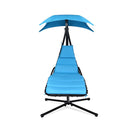 Hanging Lounger Chair With Canopy And Cushion Built In Pillow Blue