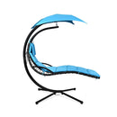 Hanging Lounger Chair With Canopy And Cushion Built In Pillow Blue