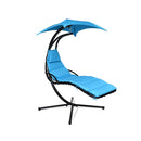 Hanging Lounger Chair With Canopy And Cushion Built In Pillow Blue