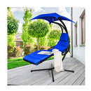 Hanging Lounger Chair With Canopy And Cushion Built In Pillow Navy