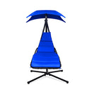 Hanging Lounger Chair With Canopy And Cushion Built In Pillow Navy