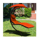 Hanging Lounger Chair With Canopy And Cushion Built In Pillow Orange