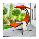 Hanging Lounger Chair With Canopy And Cushion Built In Pillow Orange