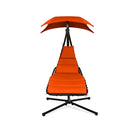 Hanging Lounger Chair With Canopy And Cushion Built In Pillow Orange