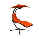 Hanging Lounger Chair With Canopy And Cushion Built In Pillow Orange