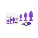 Heart Light Butt Plugs with Glow in Dark Bases Set of 3 Sizes