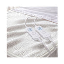 Heated Electric Blanket Fitted Fleece Underlay Winter Throw White