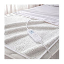 Heated Electric Blanket Fitted Fleece Underlay Winter Throw White