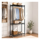 Heavy Duty Clothes Rack Garment Organizer 202 Cm Wheels Bedroom Black