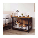 Heavy Duty Dog Crate Furniture With Dual Lockable Double Doors Coffee