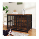Heavy Duty Dog Crate Furniture With Dual Lockable Double Doors Coffee