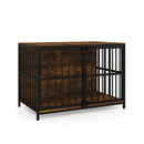 Heavy Duty Dog Crate Furniture With Dual Lockable Double Doors Coffee