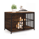 Heavy Duty Dog Crate Furniture With Dual Lockable Double Doors Coffee