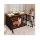 Heavy Duty Dog Crate Furniture With Dual Lockable Double Doors Coffee