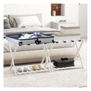 Heavy Duty Folding Luggage Rack With Shelves 2 Pieces White