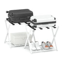 Heavy Duty Folding Luggage Rack With Shelves 2 Pieces White