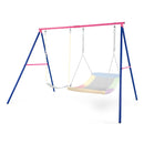 Heavy Duty Metal Swing Set With Ground Stakes For Playground Red