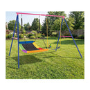 Heavy Duty Metal Swing Set With Ground Stakes For Playground Red