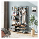 Heavy Duty Open Wardrobe With Metal Frame For Bedroom Rustic Brown