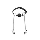 Hinder Breathable Silicone Ball Gag With Nipple Clamps