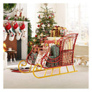 Hollowed Out Metal Christmas Santa Sleigh Basket
