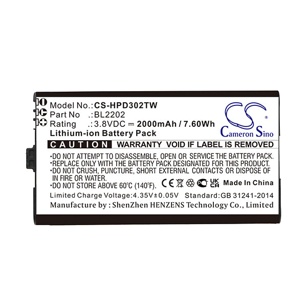 Cameron Sino Cs Hpd302Tw 2000Mah Replacement Battery For Hytera
