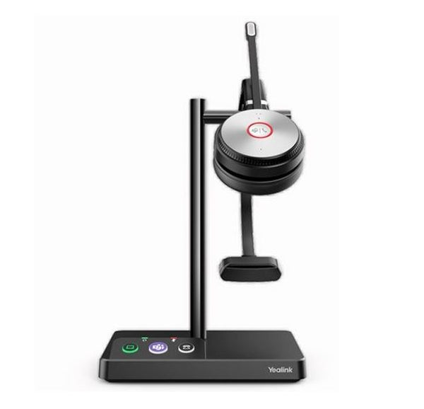 Yealink WH62 Mono UC TEAMS DECT Wirelss Headset, Busylight On Headset, Leather Ear Cushions, Multi-devices connection, Breathable wearing